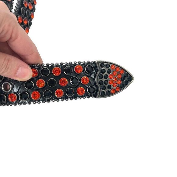 DNA black red snake skin rhinestones‎ belt Size XXXXL western boho - Picture 2 of 9